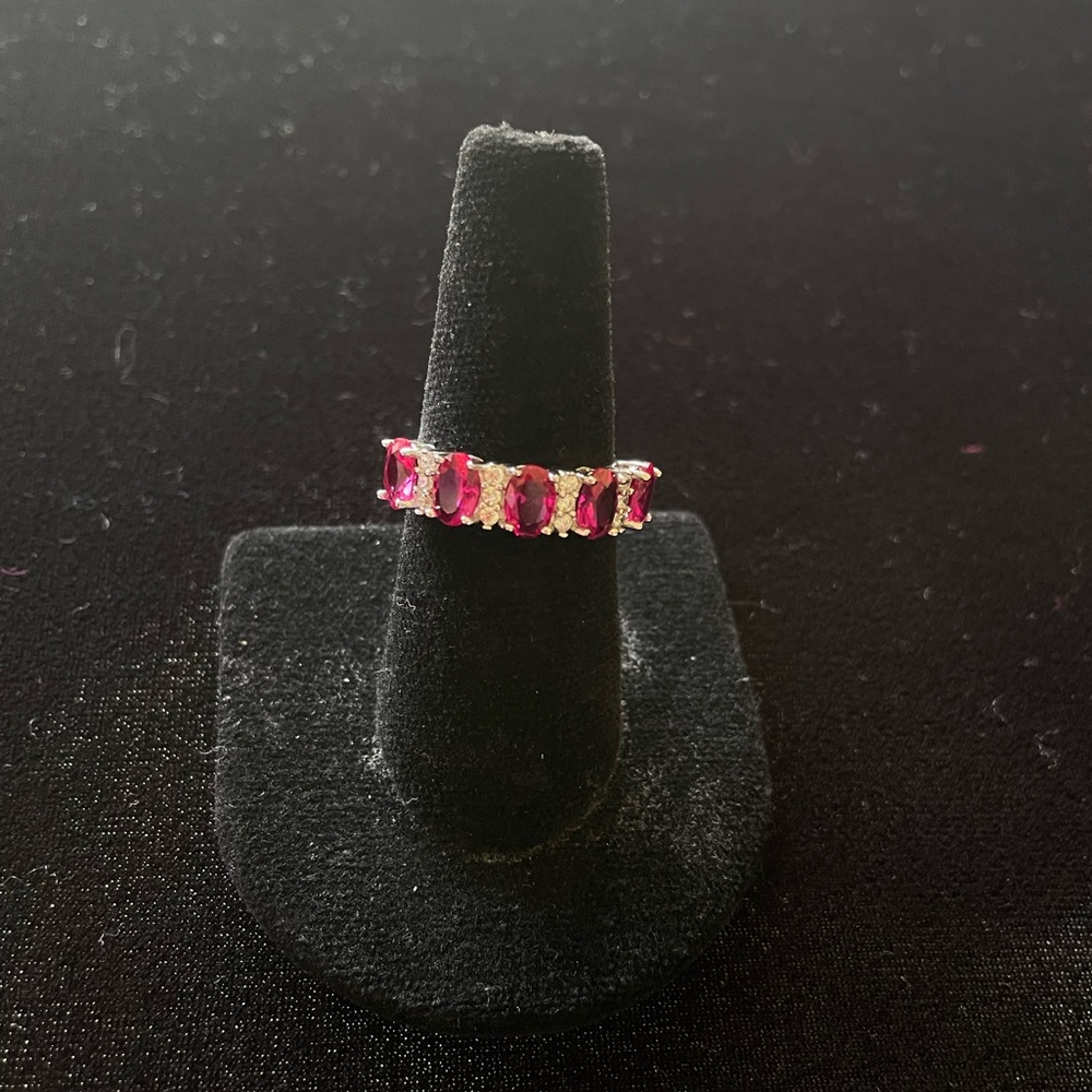 Simulated Ruby 925 Silver Ring - image 1